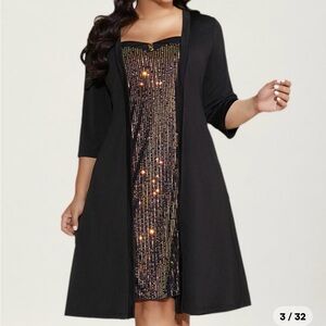 BloomChic Black and Gold Sequin Dress